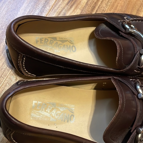 Ferragamo Men's loafers 8.5 EE Parigi driver driving brown leather slip on - Picture 12 of 13